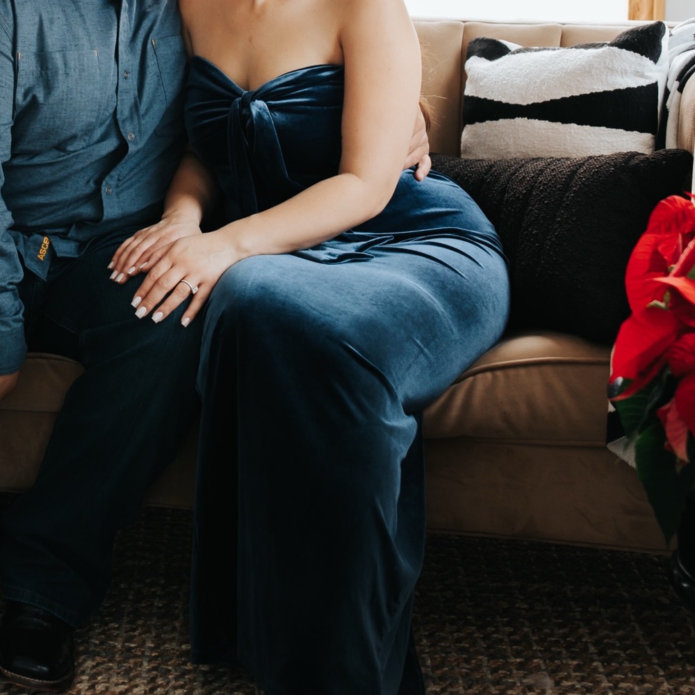 Lulus Navy Blue Velvet Tie-front Strapless Maxi Dress - Size L